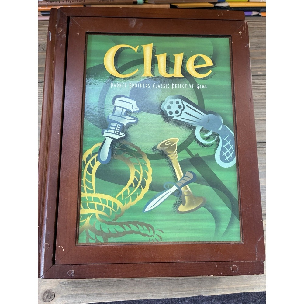 VTG 2005 Clue Game Collection Parker Brothers Wood Box Board Game Complete! EUC!